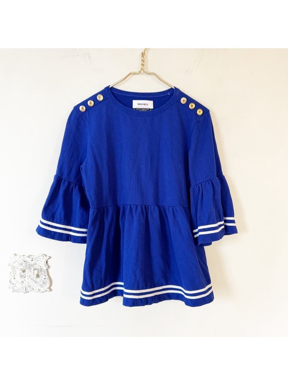 Muveil The Sailor Collection Nautical Bell Sleeve Swing Top 40 / M - L